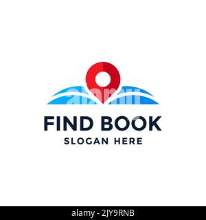 Book point logo design template. Education icon with pin combination. Concept of bookstore pointer symbol, library, school, university, etc. Stock Vector