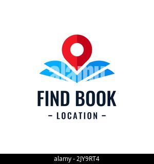Book point logo design template. Education icon with pin combination. Concept of bookstore pointer symbol, library, school, university, etc. Stock Vector