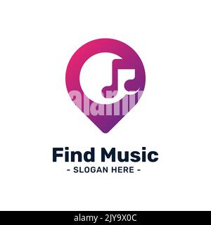 Find music logo design template. Musical icon with point location combination. Stock Vector