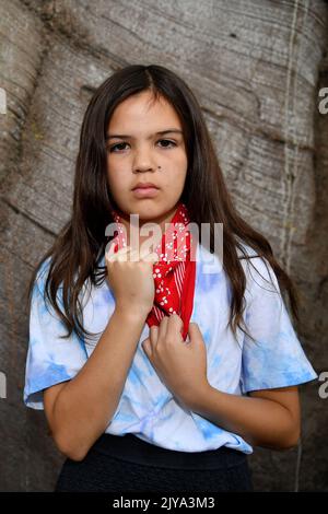 Teen activist Izzy Raj-Seppings speaks to the media at the Manly Local