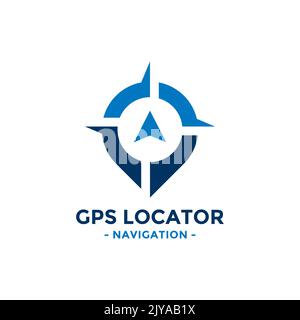 Gps locator logo design template. Compass and gps map location icon vector combination. Creative compass logo symbol concept. Stock Vector