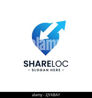 Share location logo design template. Map pointer icon vector. Creative pin share symbol concept. Stock Vector