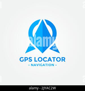 Gps locator logo design template. Gps map location and direction icon vector combination. Direct business arrow logo symbol concept. Stock Vector