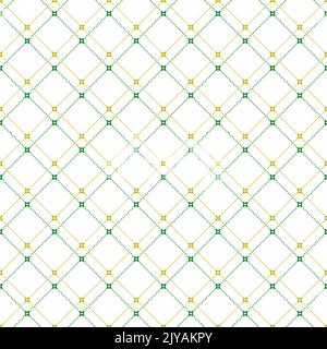 Seamless geometric green, golden and white dotted background for your designs. Modern vector ornament. Geometric abstract pattern Stock Vector