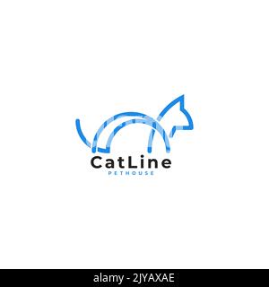 Simple line art cat shape logo design. Pet Logo. Vector format. Stock Vector