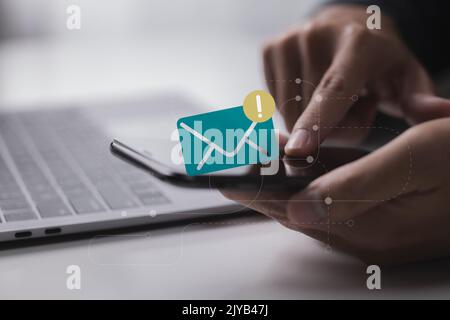 Digital business concept. Men of online business, communication, marketing. Email notification Stock Photo