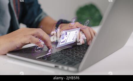CRM stands for customer relationship management. Relationship management with customers. collection and organization of client work data Stock Photo