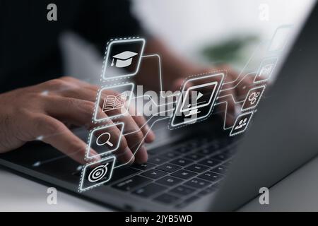 Education on internet, Webinar online, e-learning concept Stock Photo