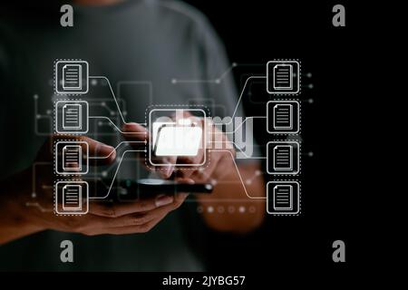 Document Management System (DMS), online documentation database, and process automation for ERP. Corporate IT. Stock Photo