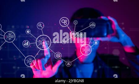 The internet of things is a concept based on digital transformation technologies. Technology for big data and a digital business strategy. Stock Photo