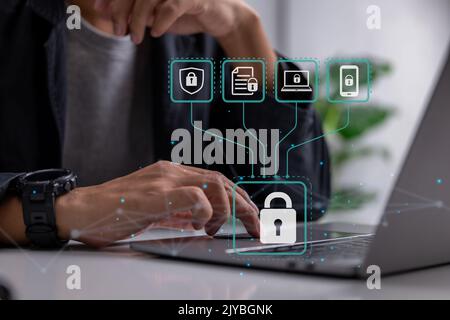 Cybersecurity concept, online data protection and information security. Stock Photo