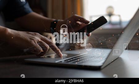 Cybersecurity. Online data protection and information security concept. Stock Photo