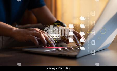Document management system (DMS). Data archiving and file management software. Internet idea. Stock Photo