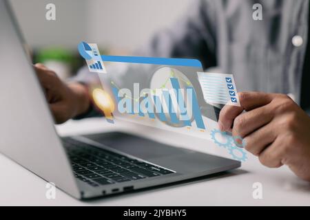 The Business Intelligence concept business data analysis, management tools, intelligence, enterprise strategy development, data-driven decision making Stock Photo