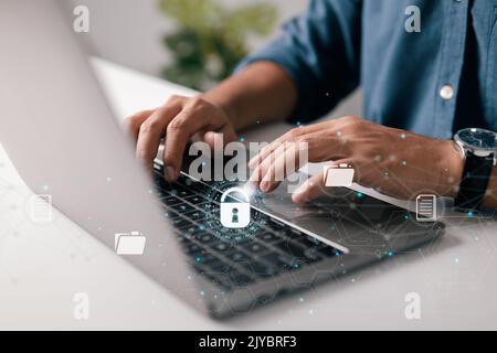Concept of document security. System for document management (DMS). Online documentation database and digital file storag. To acquire access to files, Stock Photo
