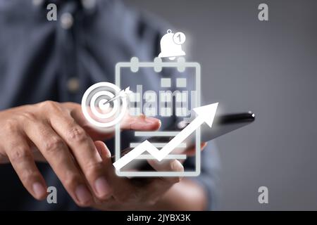 Effective time-planning and project task management. Planner, timetable. Project, business, and productivity management online. Stock Photo