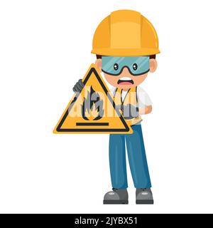 Gas Mask Hazard Warning Yellow Sign. Vector illustration Stock Vector ...