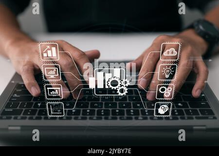 The BI big data technology concept for business analytics intelligence. Stock Photo