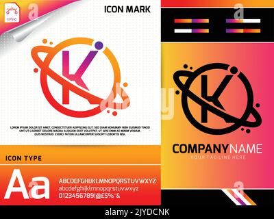 Abstract letter K with space planet logo concept Stock Vector