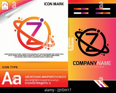 Abstract letter Z with space planet logo concept Stock Vector