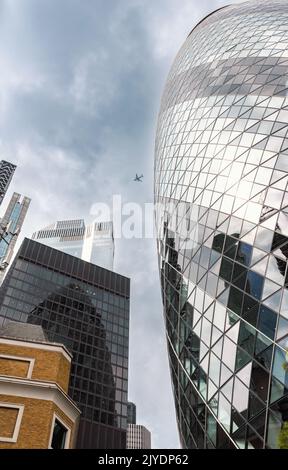 Looking up at the Gherkin building Stock Photo