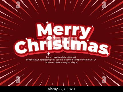 Dark red color of Merry Christmas event text design Stock Vector