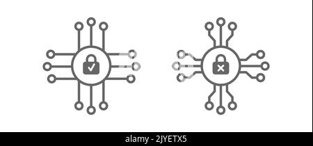 Cybersecurity. Network protection symbol. Technological futuristic concept. Flat style. Stock Vector
