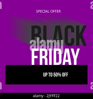 Mega sale special offer Black Friday sale promotion banner purple color background Stock Vector