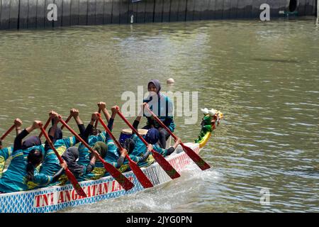 Dragon Boat Festival in Surabaya, Indonesia on August 14, 2022 Stock Photo