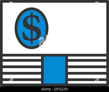 Banknote On Top Of Money Stack Icon. Editable Bold Outline With Color Fill Design. Vector Illustration. Stock Vector
