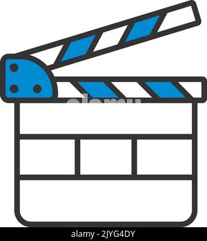 Clapperboard Icon. Editable Bold Outline With Color Fill Design. Vector Illustration. Stock Vector