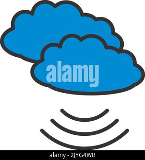 Music Cloud Icon. Editable Bold Outline With Color Fill Design. Vector Illustration. Stock Vector