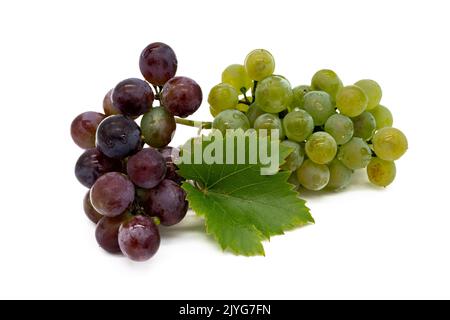 Red and White Grapes Isolated on White Background Stock Photo