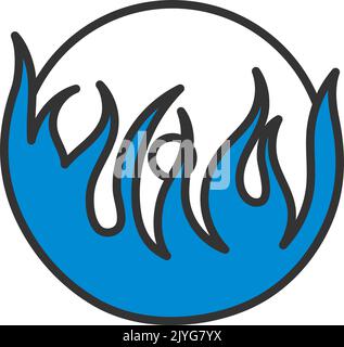 Flame Vinyl Icon. Editable Bold Outline With Color Fill Design. Vector Illustration. Stock Vector
