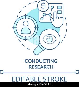 Conducting research turquoise concept icon Stock Vector