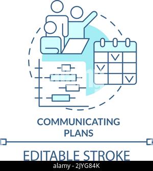Communicating plans turquoise concept icon Stock Vector