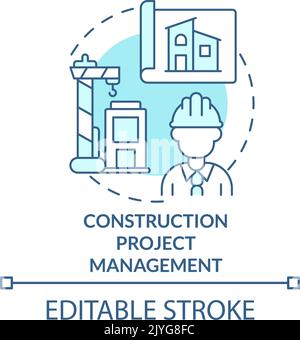 Construction project management turquoise concept icon Stock Vector