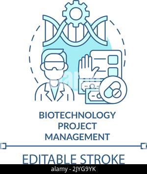 Biotechnology project management turquoise concept icon Stock Vector