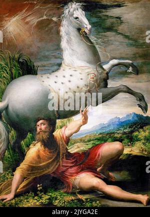Conversion of Saint Paul, painting in oil on canvas by Girolamo Francesco Maria Mazzola called Parmigianino, 1527-1528 Stock Photo
