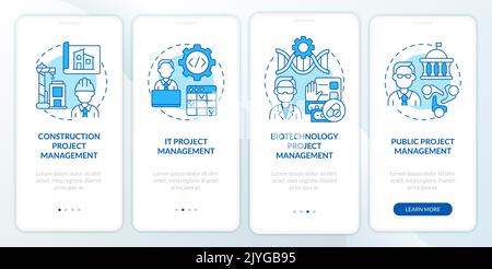 Project management types blue onboarding mobile app screen Stock Vector ...