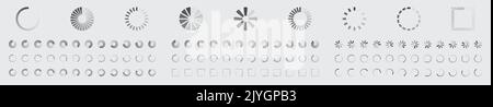 Circular Loading Buffering Icons Vector Set Video Ready for Animation Gif 12FPS Stock Vector