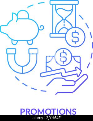 Promotions blue gradient concept icon Stock Vector
