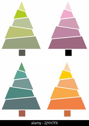 Christmas tree pattern. A set of four Christmas trees. Vector illustration Stock Vector