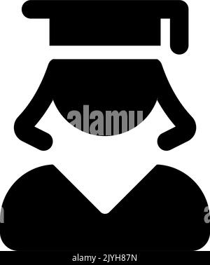 Female student black glyph ui icon Stock Vector