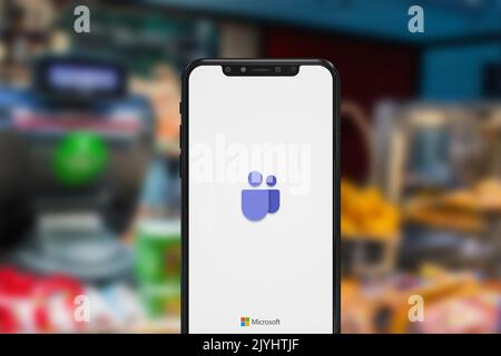 New York, USA - 1 September 2022: Microsoft Teams app on phone screen, Illustrative Editorial Stock Photo