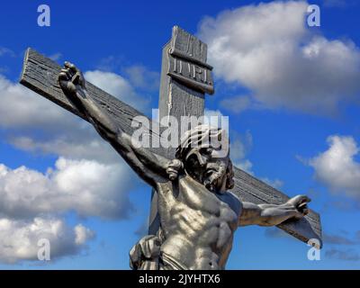 Jesus on the cross, composing, Germany, Bavaria Stock Photo
