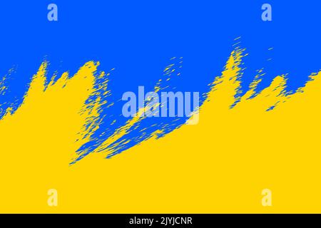 Grunge brush stroke with Ukraine national flag. Ukrainian flag symbol. Pray for Ukraine. Vector illustration. Stock Vector