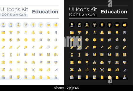 Distance education flat gradient two-color ui icons set for dark, light mode Stock Vector