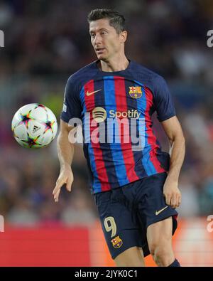 Barcelona, Spain. 07th Sep, 2022. Robert Lewandowski of FC Barcelona during the UEFA Champions League match between FC Barcelona and Viktoria Plzen, Group C, played at Spotify Camp Nou Stadum on Sep 7, 2022 in Barcelona, Spain. (Photo by Colas Buera/PRESSIN) Credit: PRESSINPHOTO SPORTS AGENCY/Alamy Live News Stock Photo