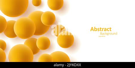 abstract background with 3d yellow balls on white background Stock Vector